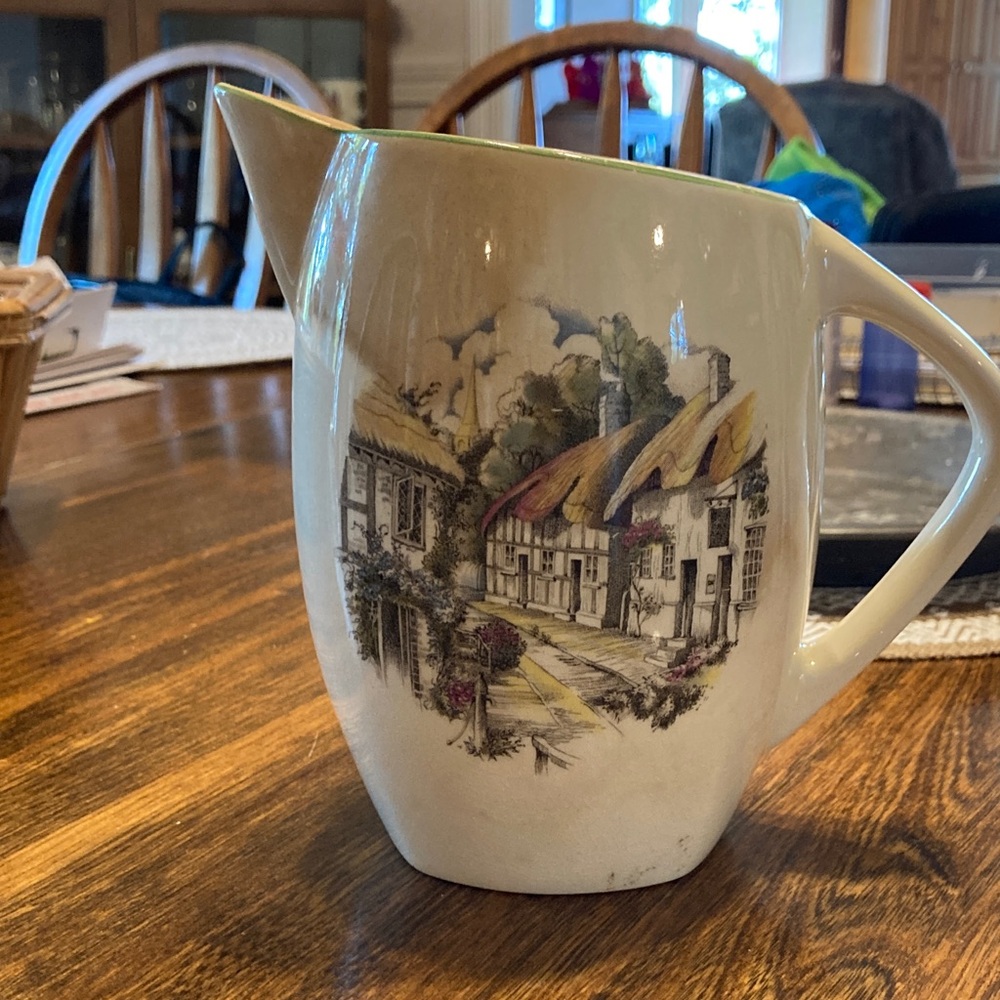 Charming Village Scene Cream Pitcher